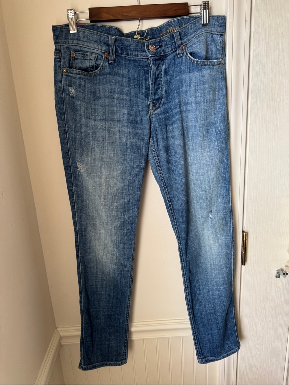 7‎ For All Mankind Women's Blue Skinny Boyfriend Jeans Size 28